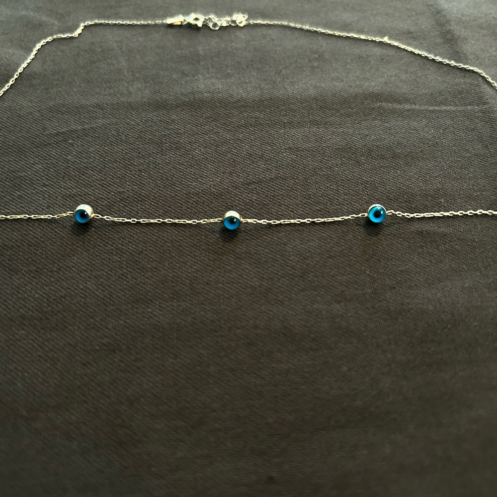 Silver and Blue Beaded Necklace